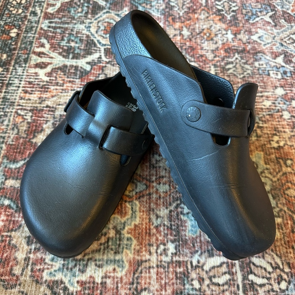 Birkenstock Boston Black Leather Sandals Size Euro 38